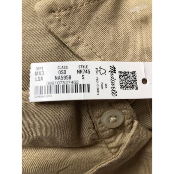 Madewell The Perfect Shirt Long Sleeve Slim Fit Softdrape Twill Light Sand NWT S - Picture 6 of 9